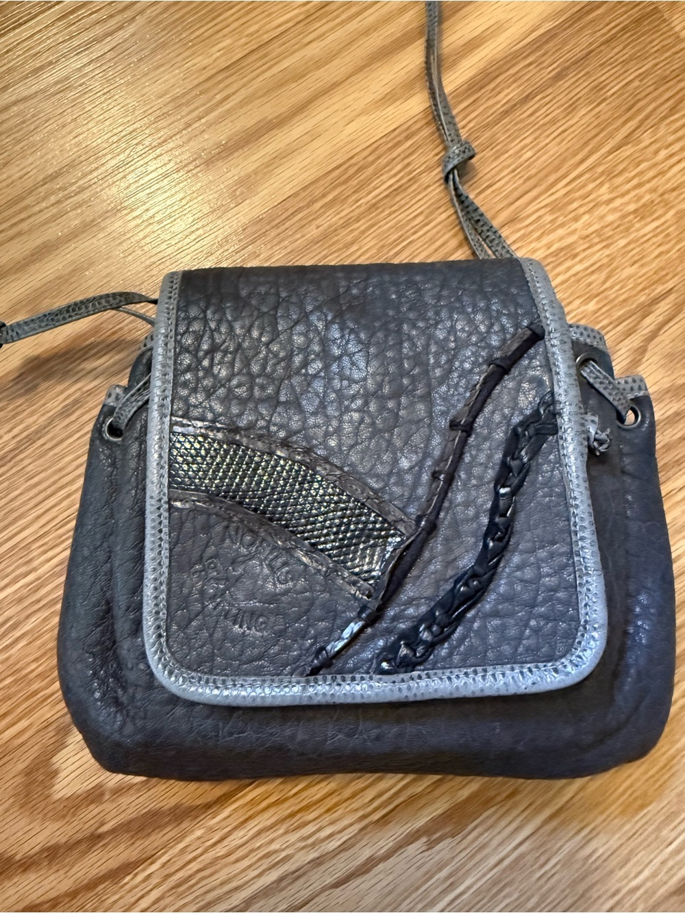 Nobilis Gray Italian Leather Shoulder Bag
